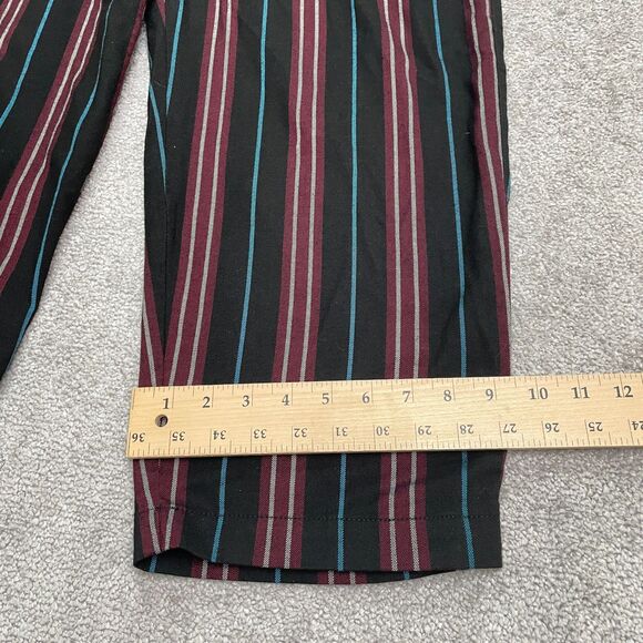 Urban Outfitters Cropped Pants Mens 34 Maroon Black Striped Straight Drawstring - Picture 14 of 15